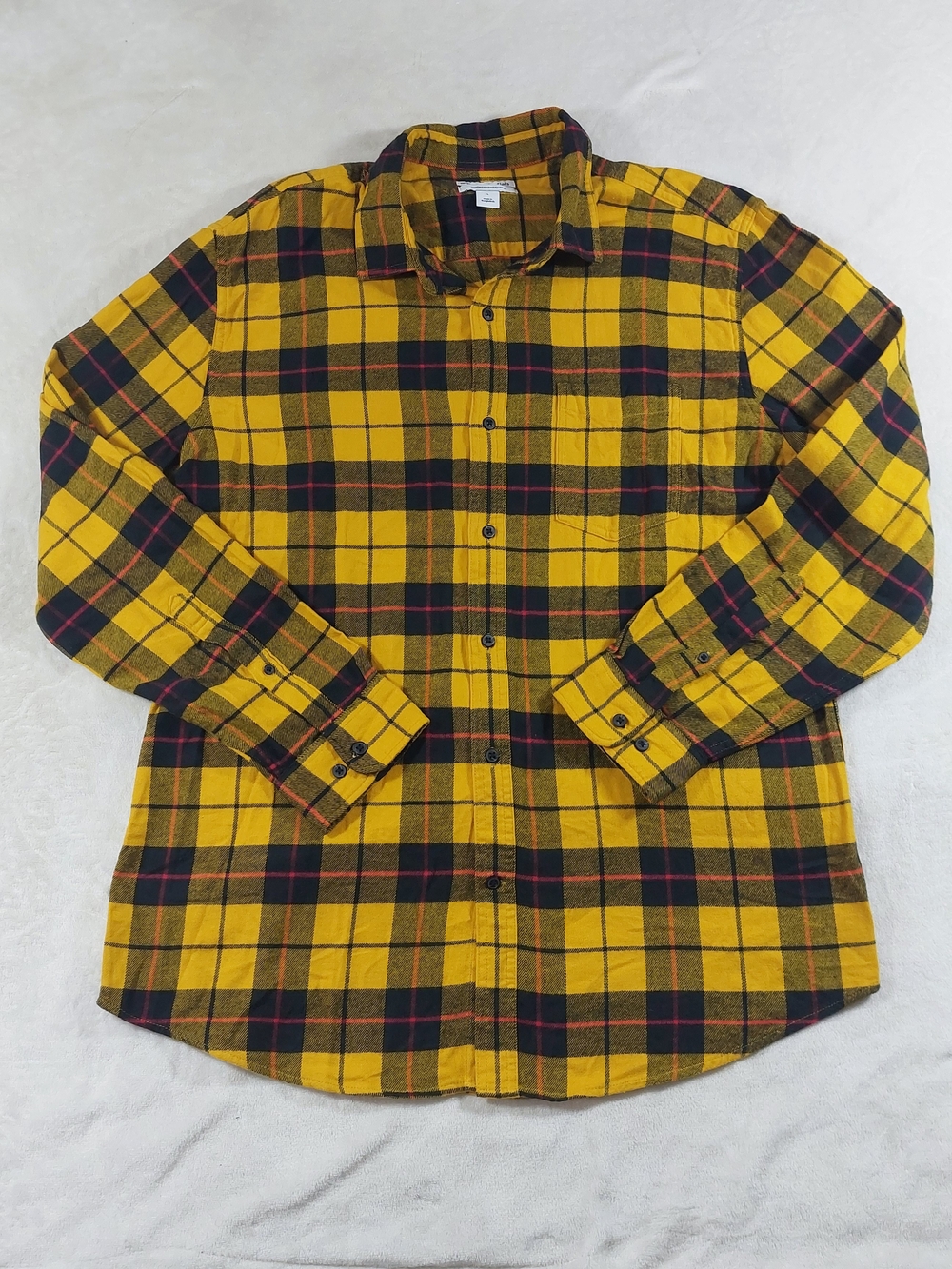 Amazon Essentials Long-Sleeve Plaid Flannel Shirt Plaid Cotton Shirt in Yellow &